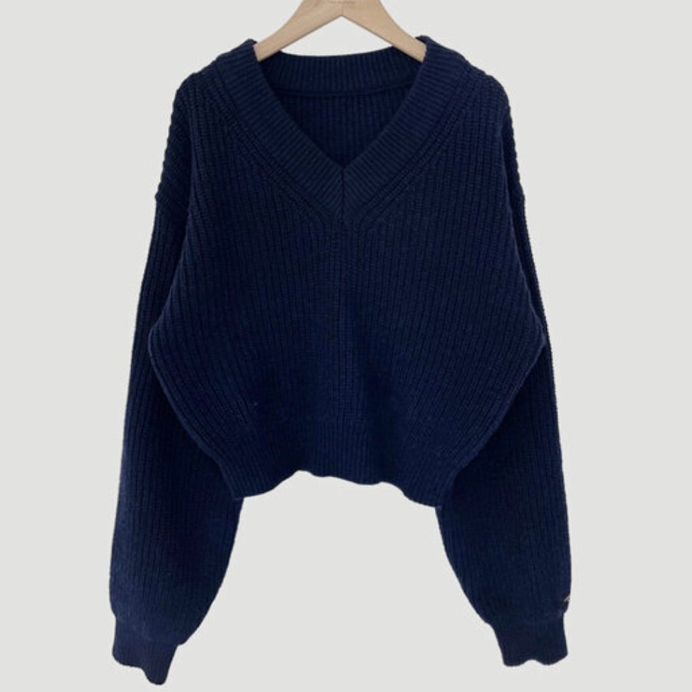 Damepullover med let patch og lange ærmer