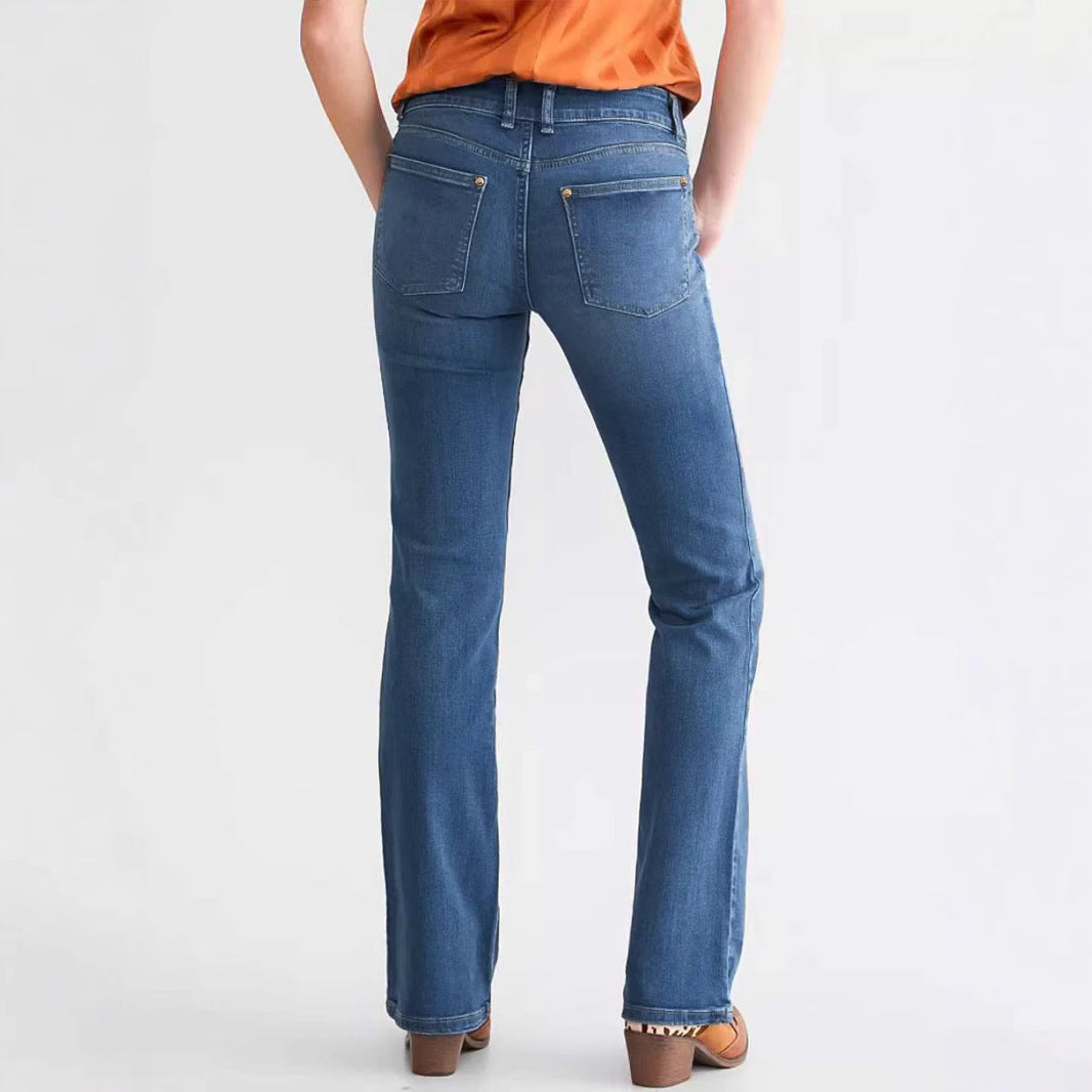 Women's Skinny Jeans with Slim Fit, High Elasticity, and Navy Blue Color