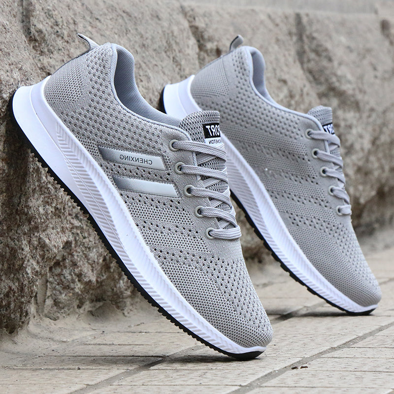 Men's Running Shoes with Laces, Flat Heel, and Non-Slip Rubber Sole