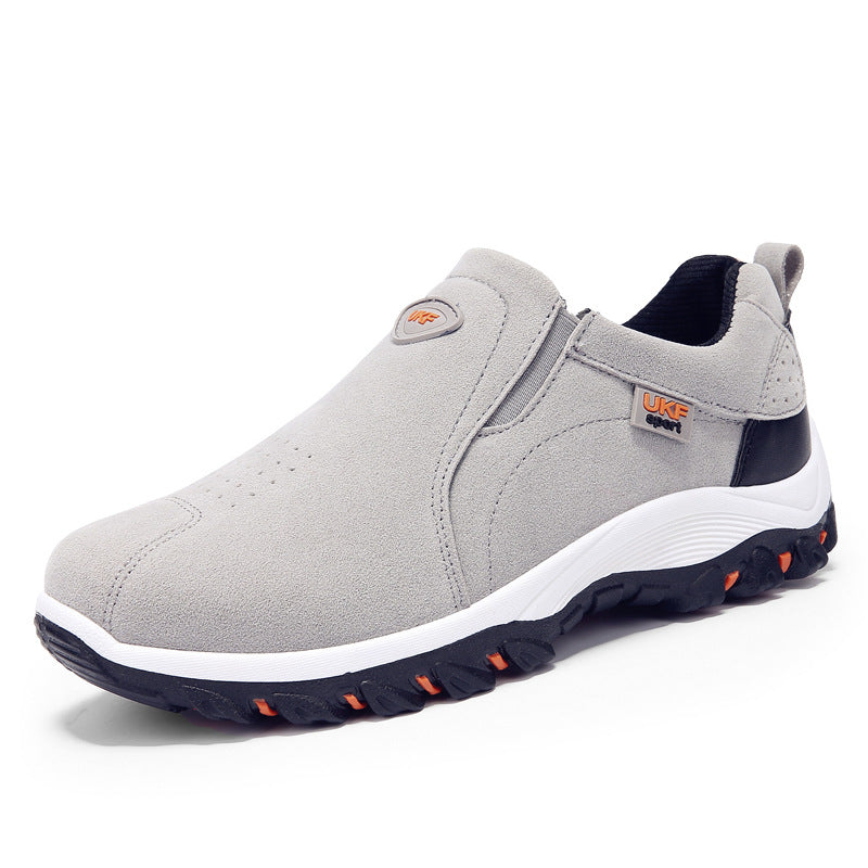 Men's Outdoor Slip-On Shoes with Suede Upper and Plastic Sole