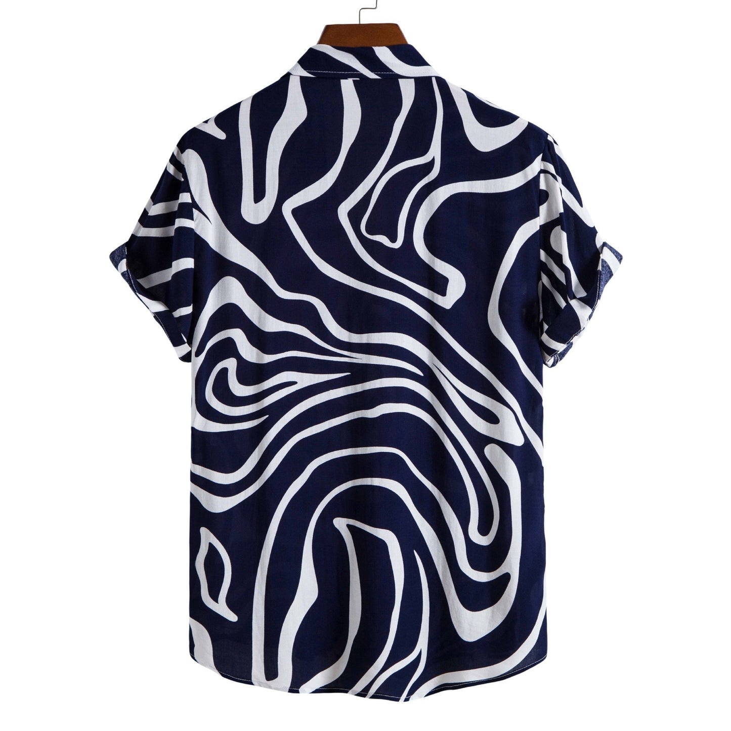 Herreskjorte Plus Size Sommer med Geometrisk Print og Korte Ærmer – Almindelig Pasform
