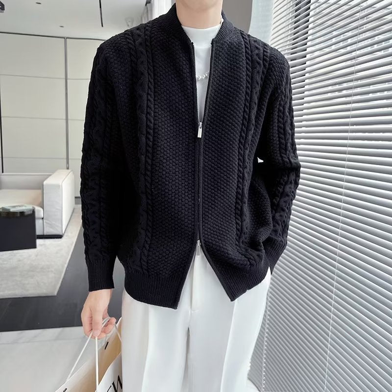 Men's Cardigan with Zip and Long Sleeves