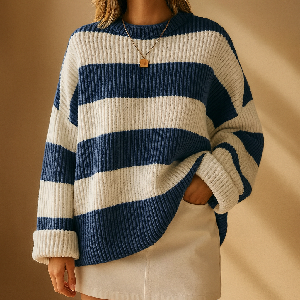 Maglione Donna a Righe Colorate con Vestibilità Comoda – Stile Casual