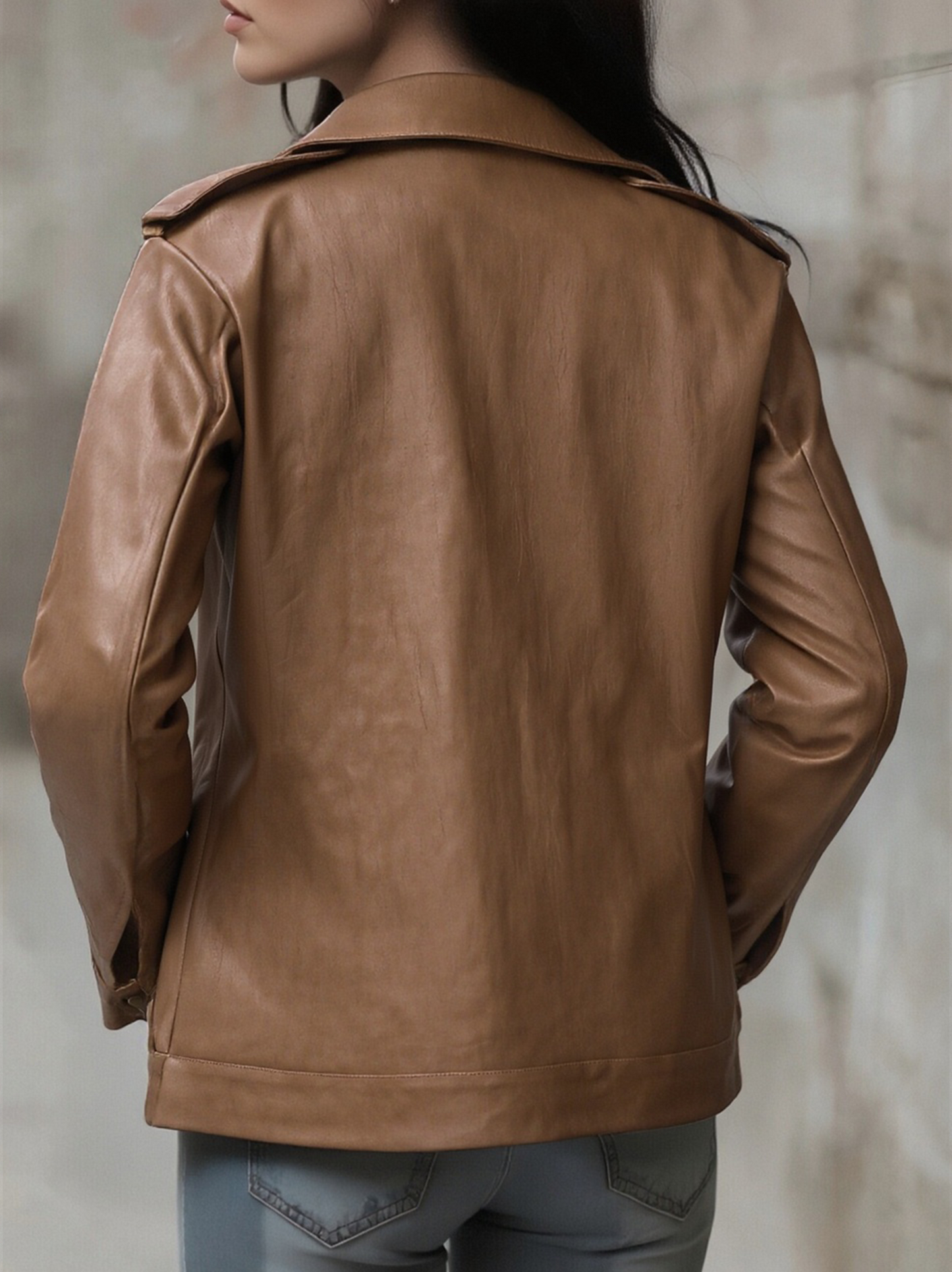Women's Autumn Jacket with Notched Collar – Vintage Style with Zip