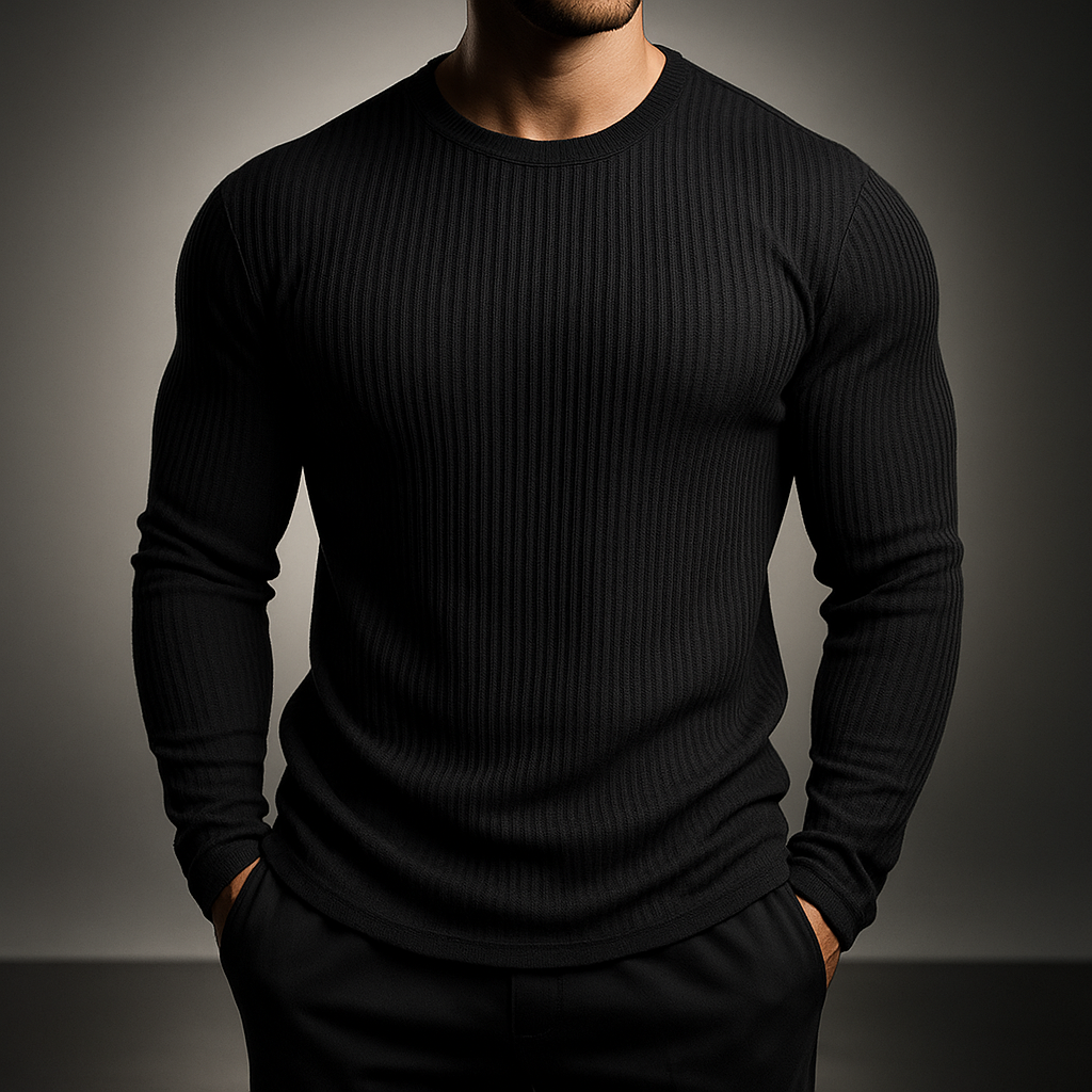 Men's Slim Fit Ribbed Long Sleeve Sweater