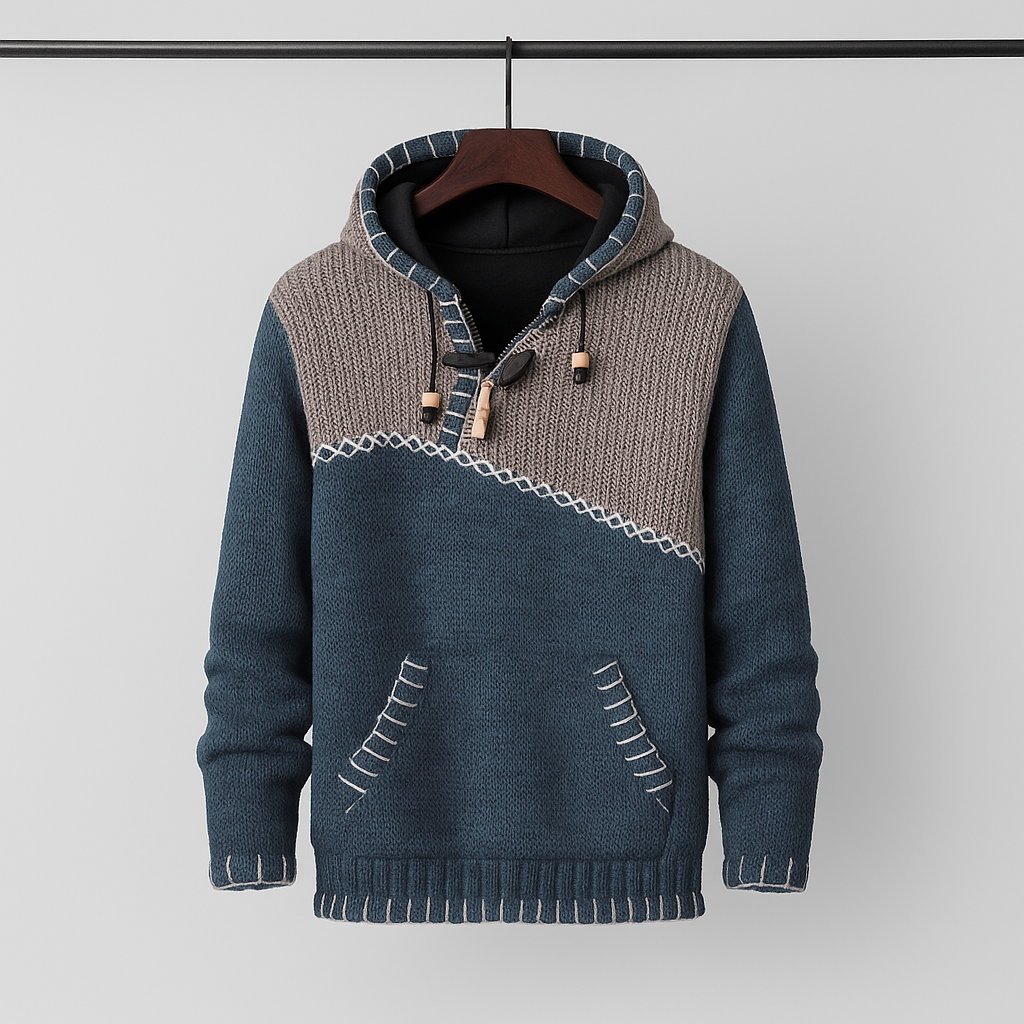 Felpa Uomo Autunnale con Vestibilità Strutturata e Cuciture a Contrasto – Design Bicolore