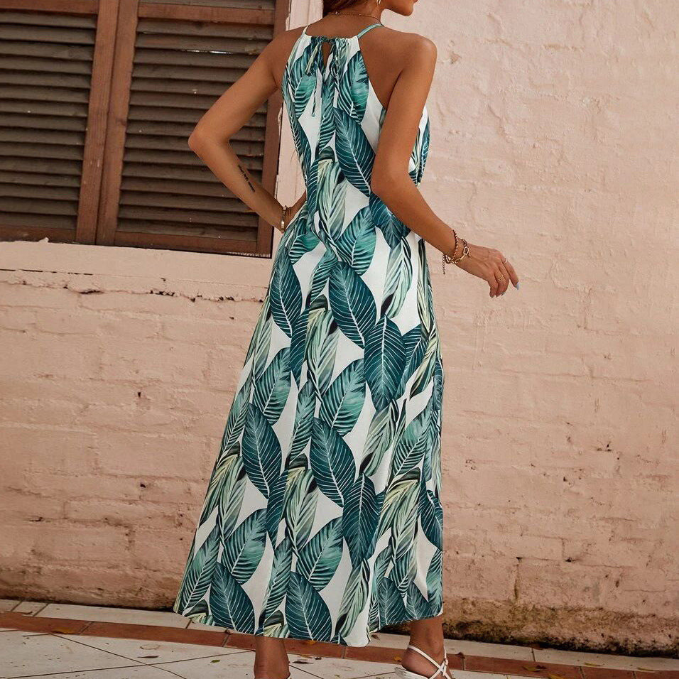 Abito Midi Estivo Donna con Scollo all’Americana e Gonna Fluida