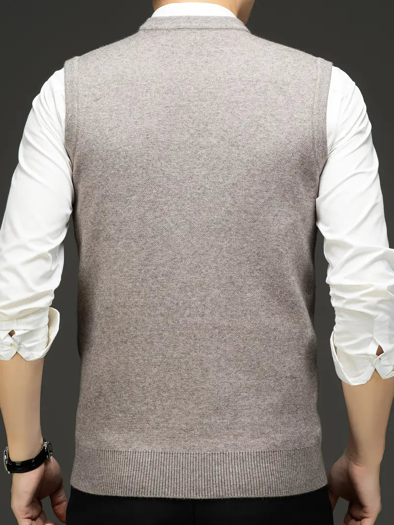 Men's Knit Vest with V-Neck Slim Fit