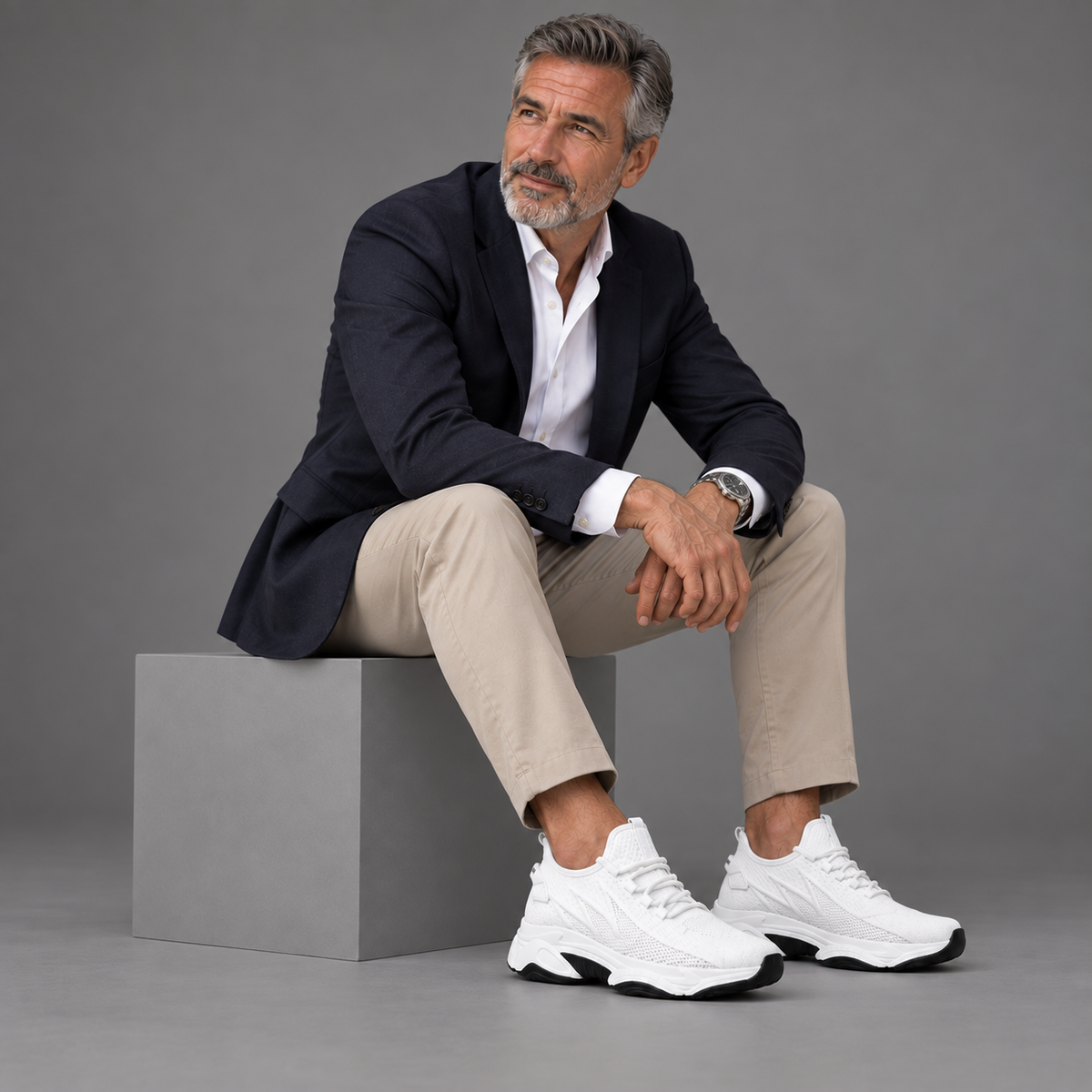 Breathable Men's Sneakers That Add Height, With an Internal Lift and a Wide Toe Box.