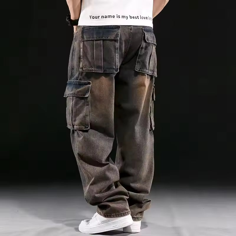 Jeans Cargo Uomo Taglio Largo con Tasche Utility Multiple – Design Funzionale