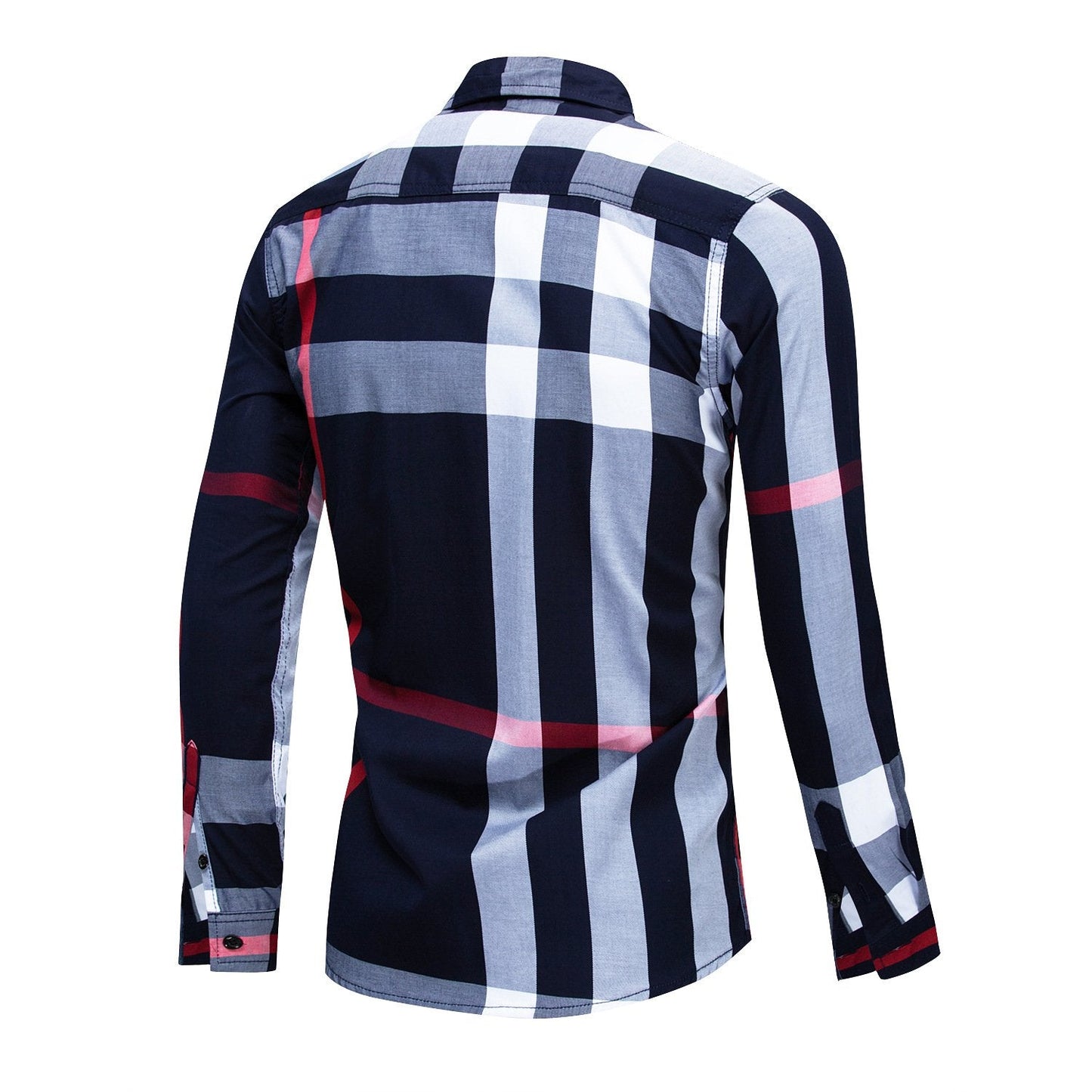 Camicia Cardigan da Uomo a Maniche Lunghe con Motivo Scozzese e Color Block