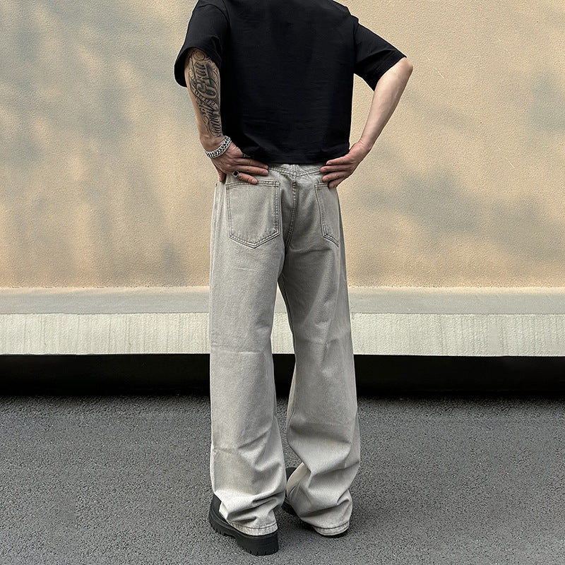 Pantalones anchos para hombre estilo retro gris