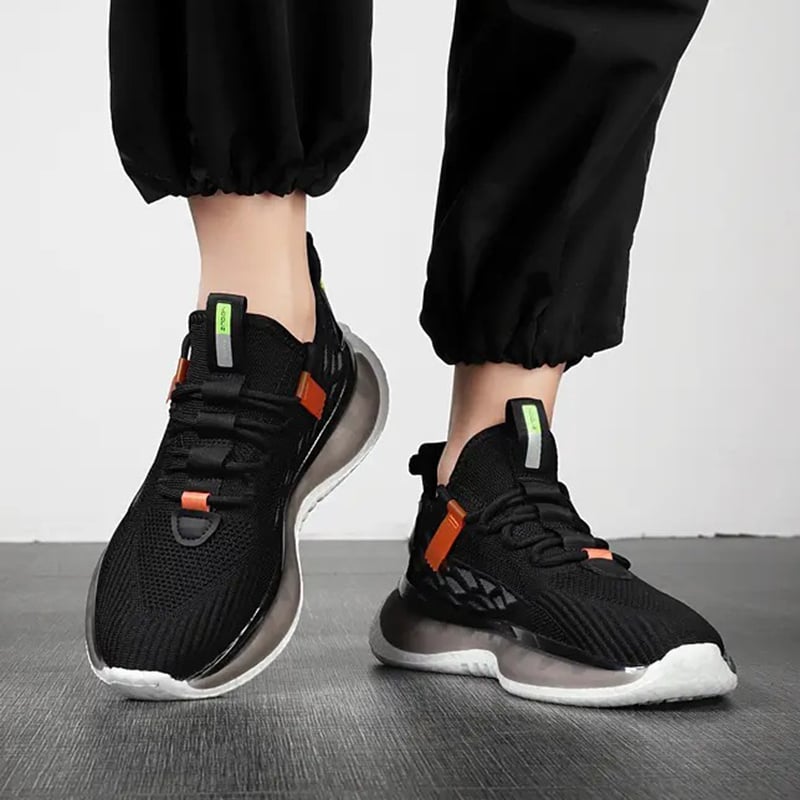 Men's Running Shoes with Laces, Thick Sole, and Round Toe