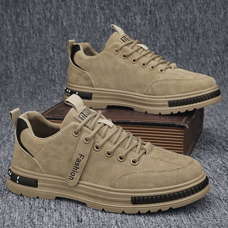 Men's Sneakers with Laces, Low Cut, Round Toe, and Flat Sole