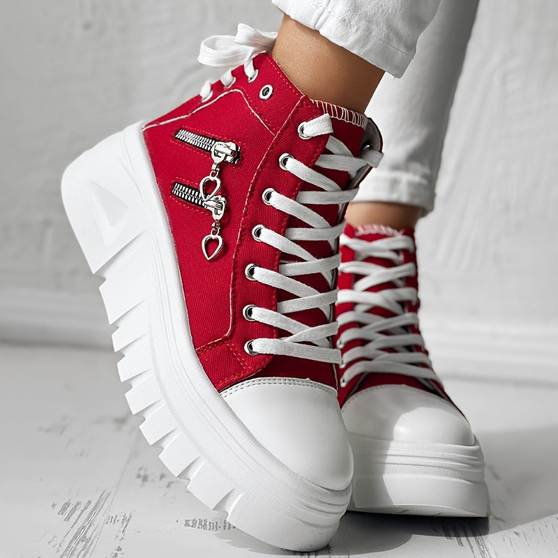 Women's Sneakers with Platform and Chunky Sole with Side Zip Details