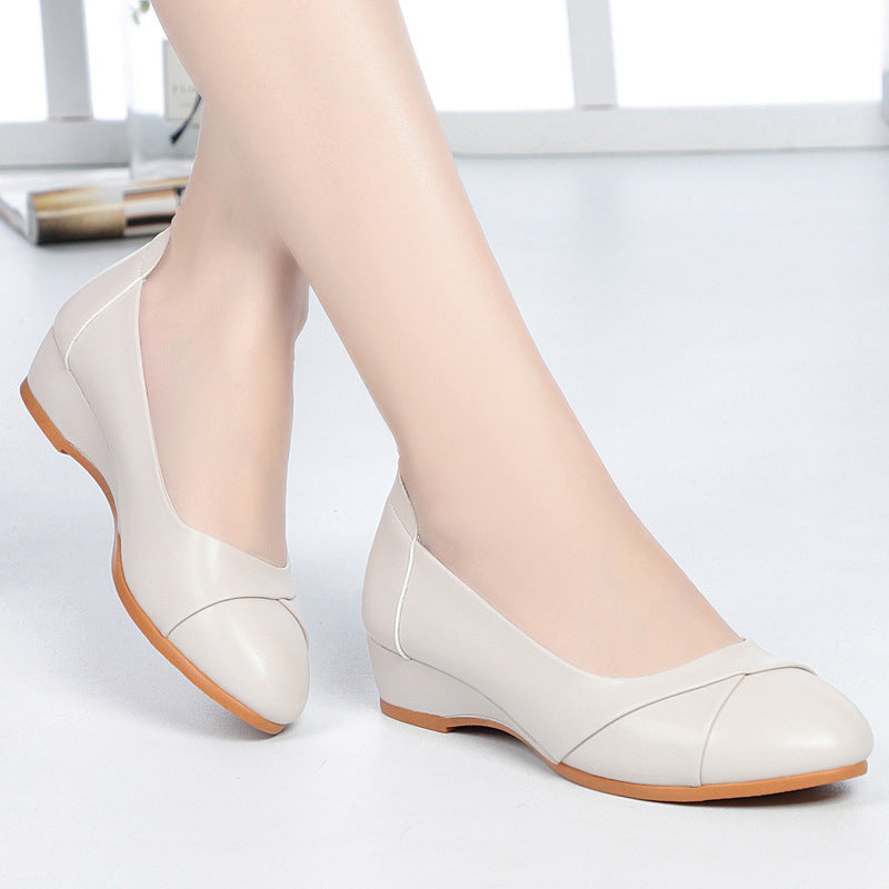 Zapatos de mujer con punta redonda, tacón bajo y diseño sin cierres – zapatos casuales