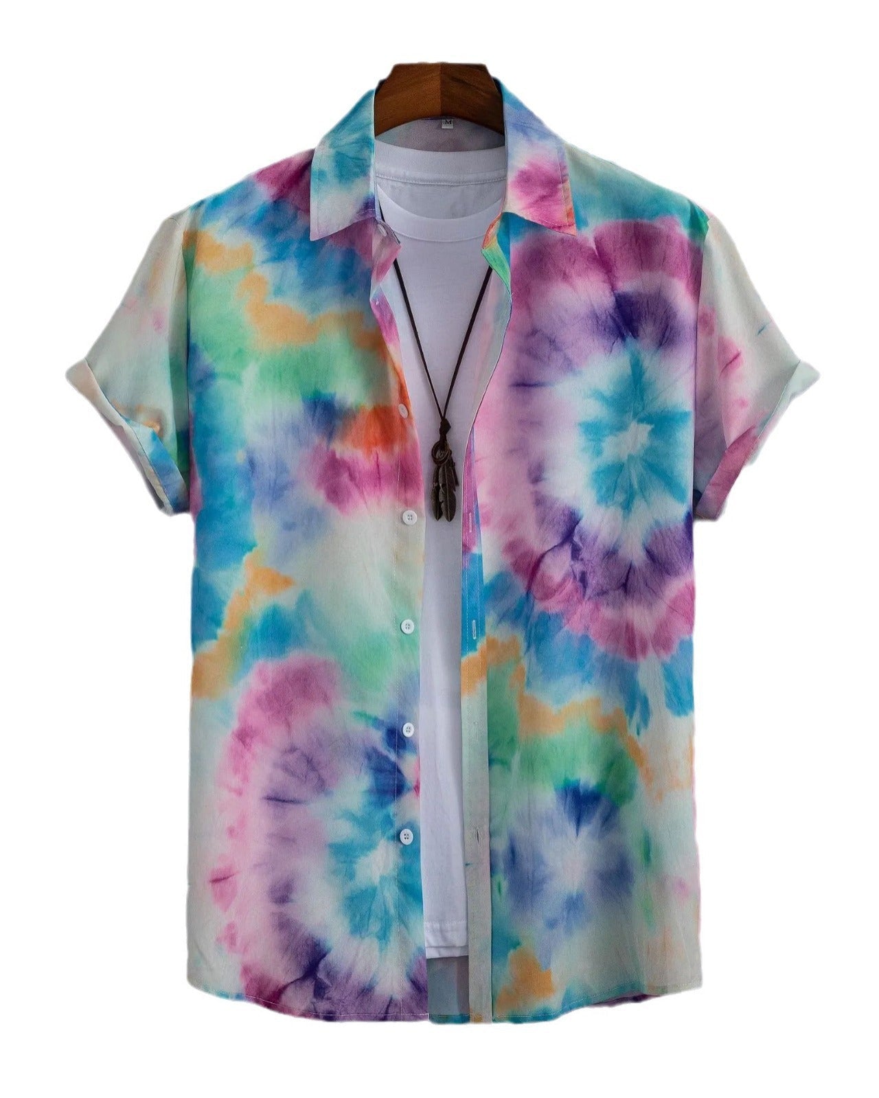Camisa de hombre de manga corta con estampado floral y botones – ligera y cómoda