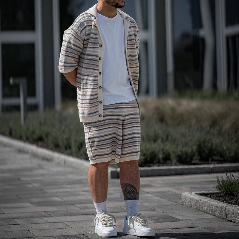 Men's Summer Two-Piece Set with Short Sleeve T-Shirt and Shorts – Casual Sports Outfit