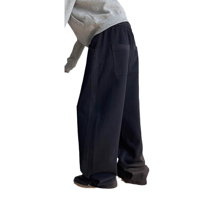 Pantalones para hombre estilo retro de pierna recta y cintura media – color liso