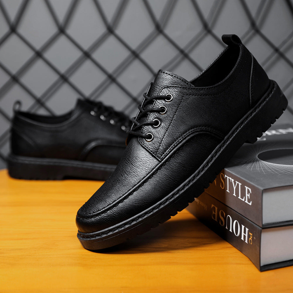 Zapatos brogue de hombre, modelo con cordones y suela de goma - aspecto de piel