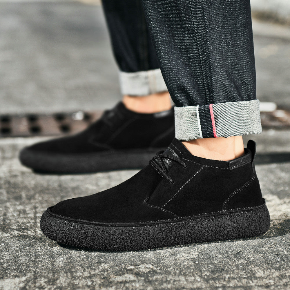 Scarpe Uomo a Metà Caviglia con Lacci e Punta Arrotondata – Stile Casual