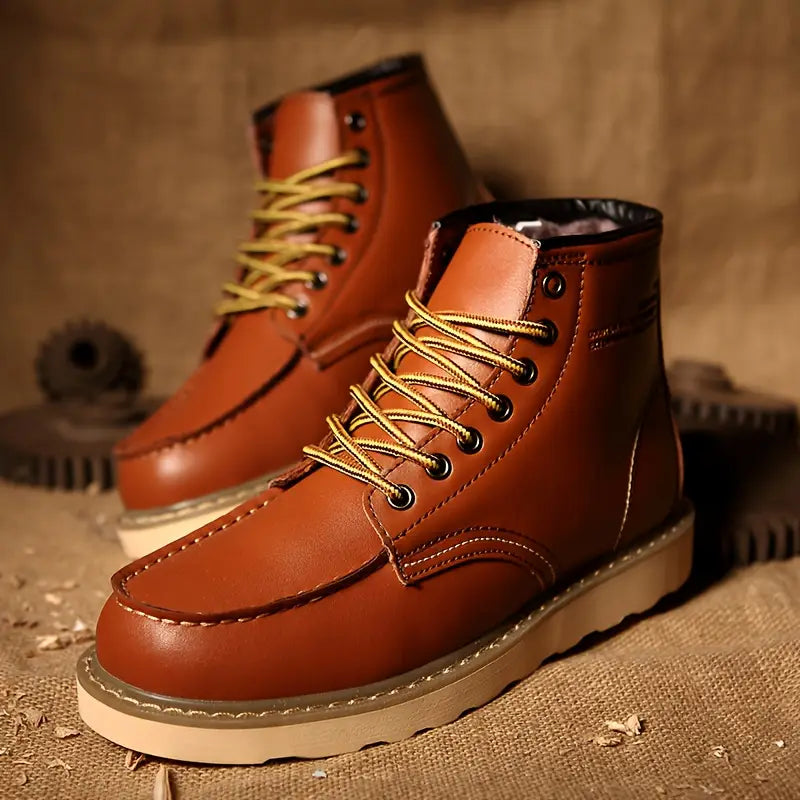 Botas Martin altas vintage para hombre, con forro de piel y diseño retro