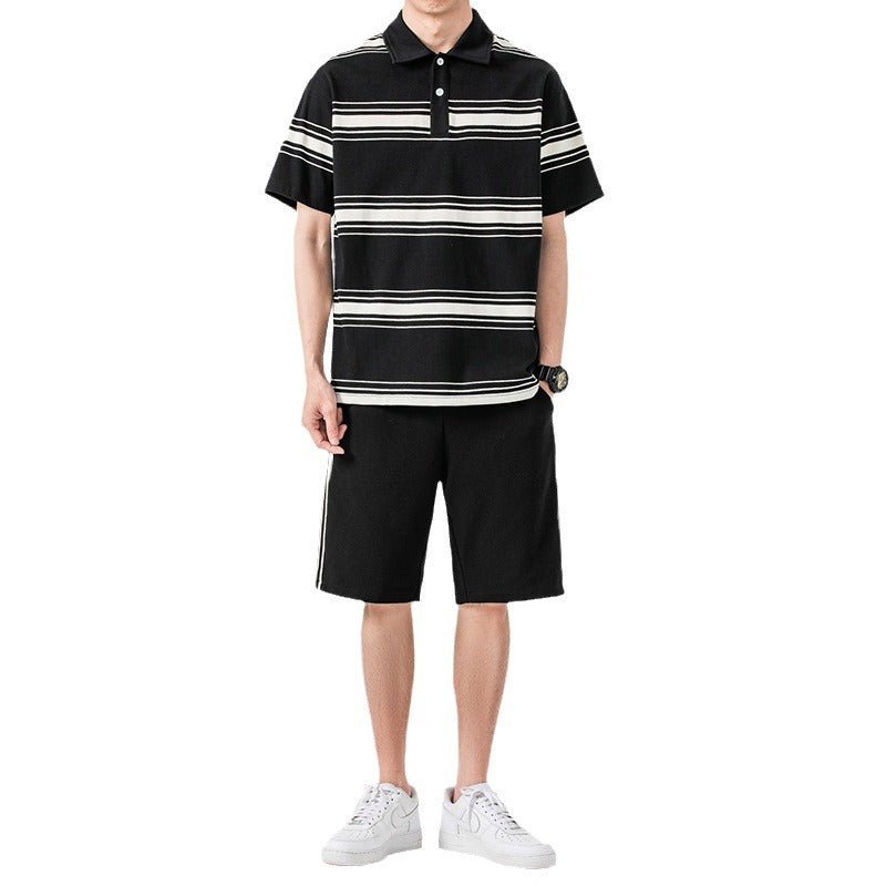 Men's Summer Sporty Set with Short Sleeve T-Shirt and Shorts – Two-Piece Casual Set