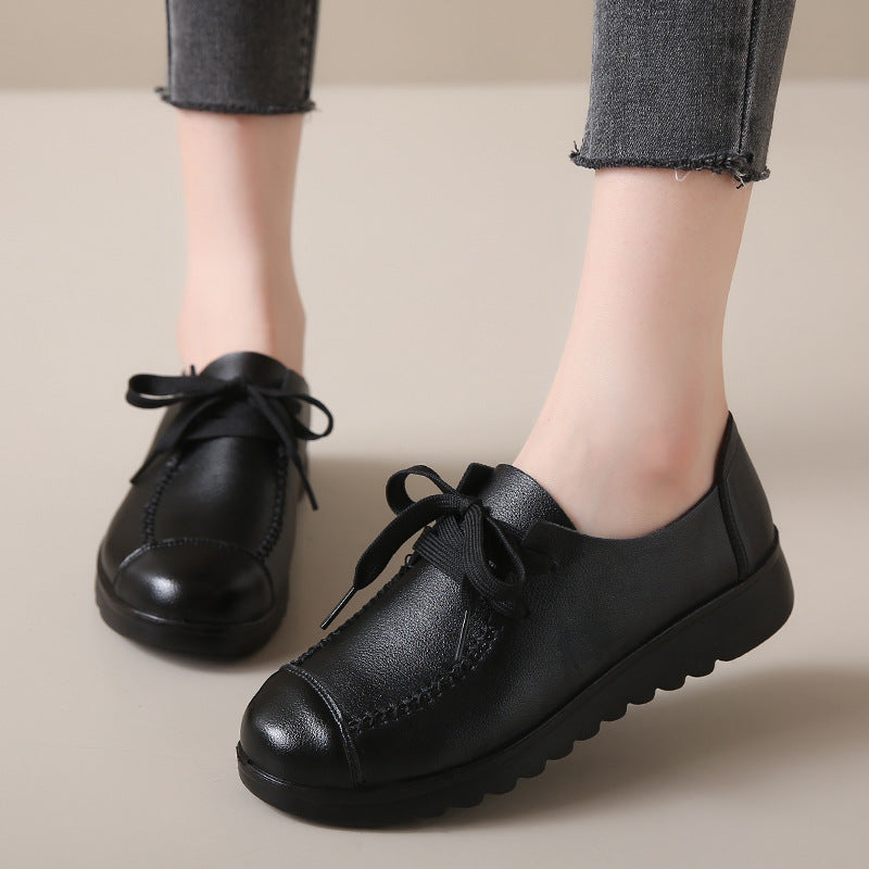Zapatos de trabajo bajos para mujer, negros, con suela suave y diseño antideslizante