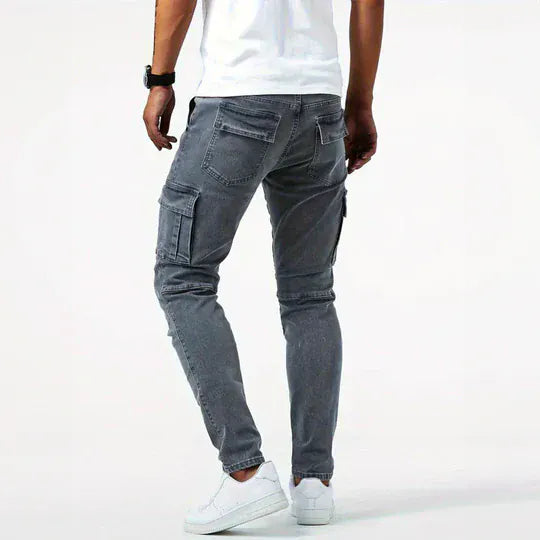 Tapered cargojeans til mænd med sidelommer