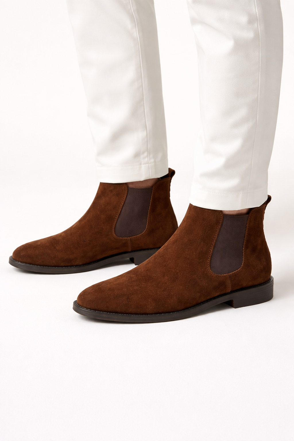 Botines Chelsea de hombre con efecto ante e inserciones laterales elásticas - Botines clásicos de hombre