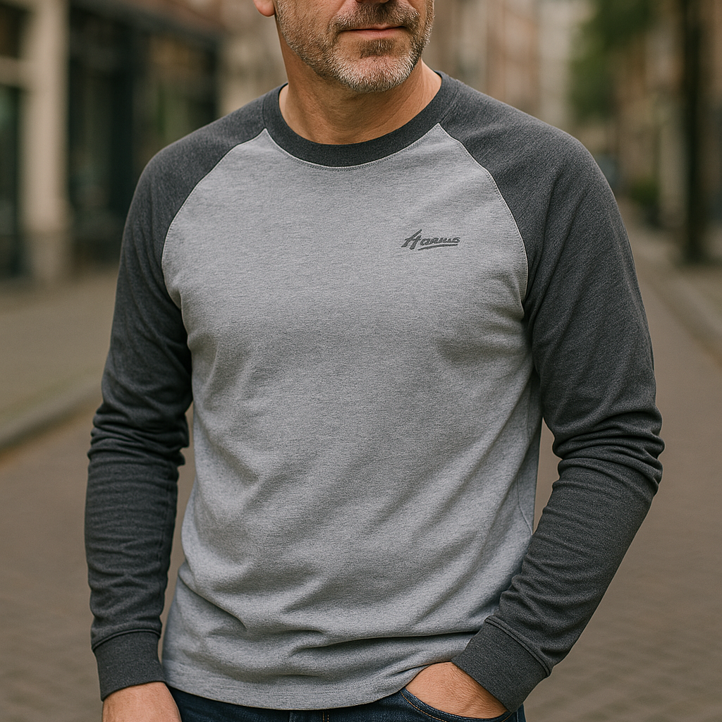 Camicia da Uomo Autunnale a Maniche Lunghe con Maniche Raglan e Vestibilità Slim