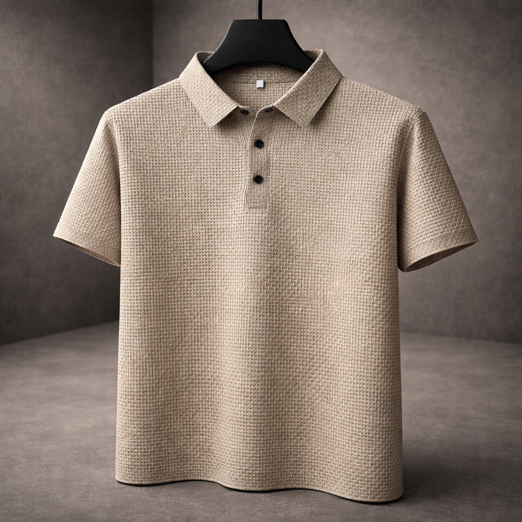 Polo da Uomo a Manica Corta con Trama Intrecciata e Colletto