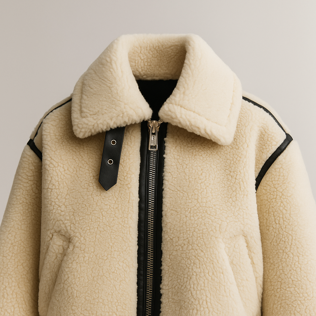 Women's Teddy Jacket in Sherpa – Contrast Details