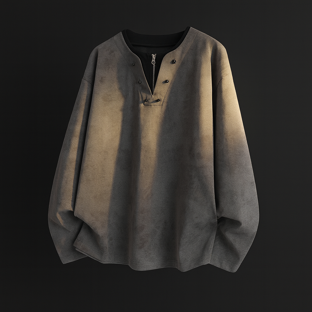 Men's Oversized Loungewear Set with Zip Top and Wide-Leg Trousers