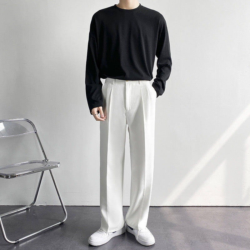 Pantaloni Uomo Slim Fit Sartoriali – Taglio Strutturato con Pieghe Frontali