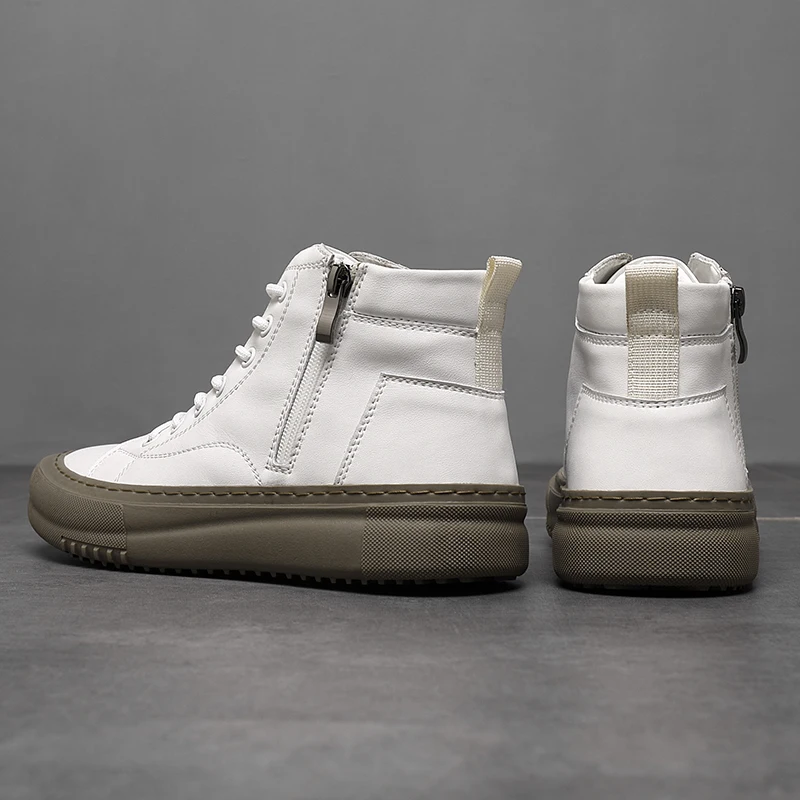 Sneakers Uomo Alte Autunno Inverno con Lacci, Zip Laterale e Memory Foam – Stile Invernale