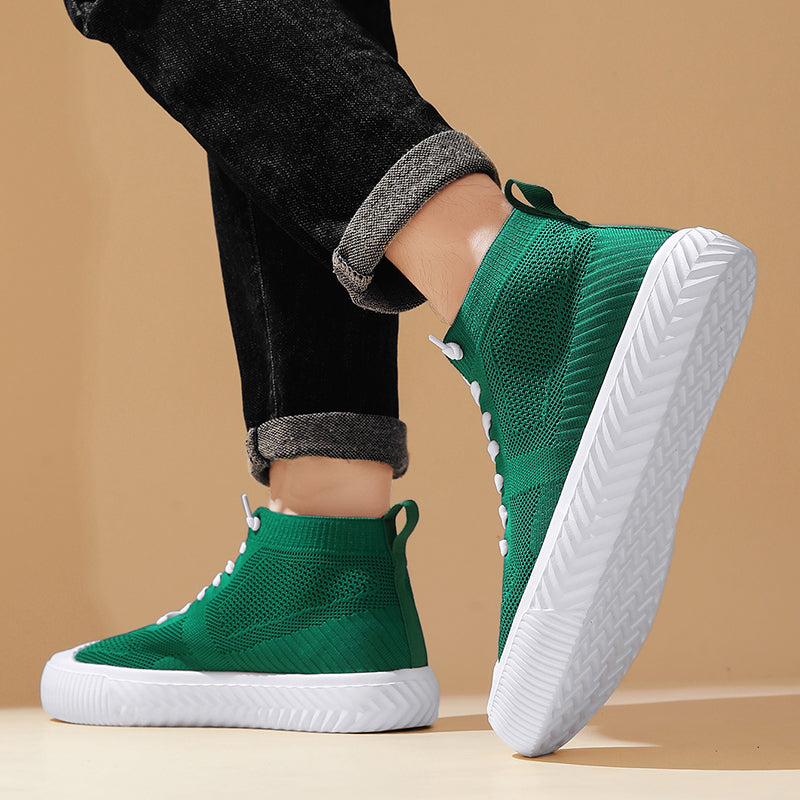 Herresneakers High Top Overdel i Strik Ortopædisk Indlæg Lukning uden Snørebånd