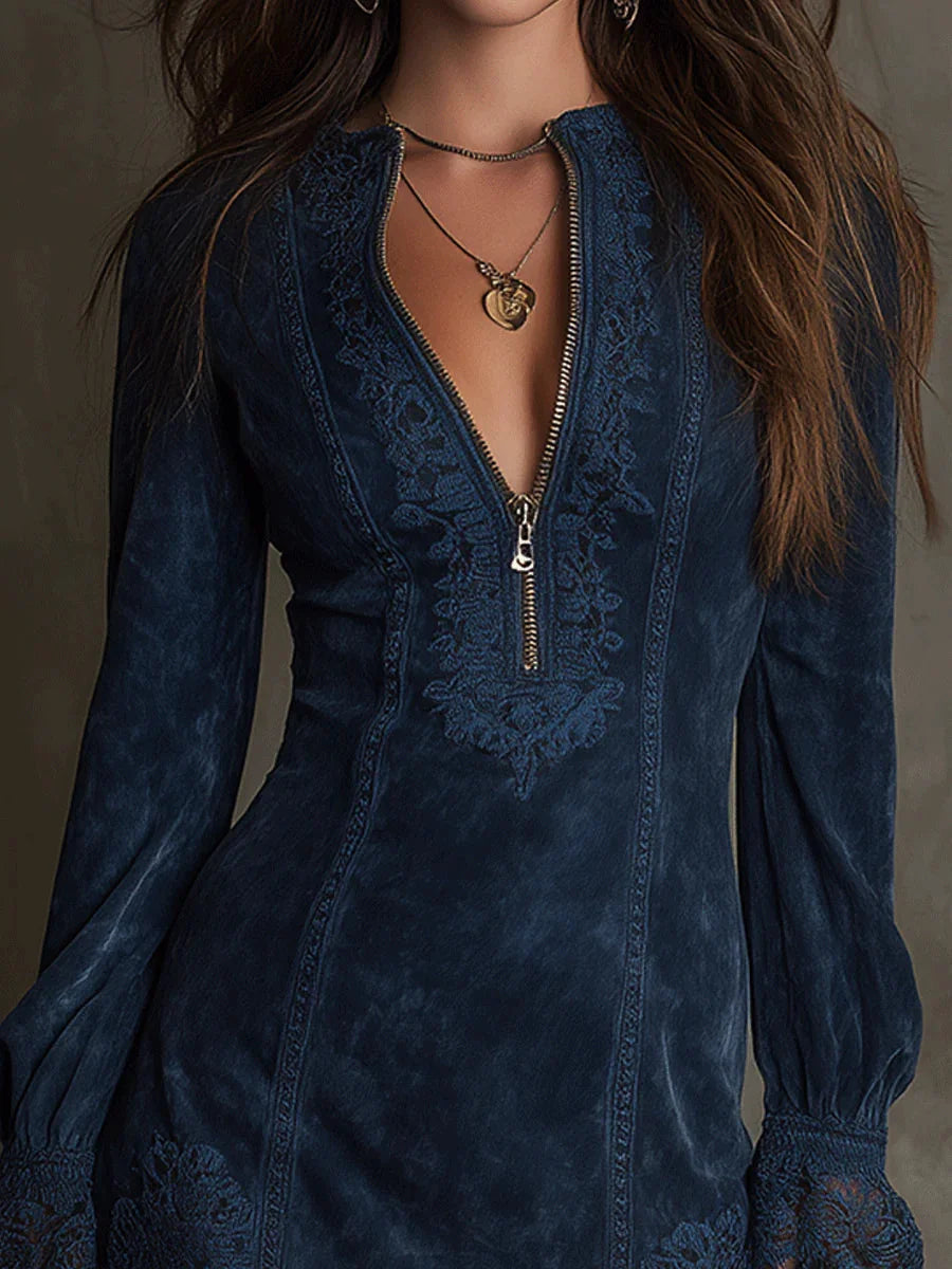 Women's Minidress with Lace Inserts, Fitted Silhouette