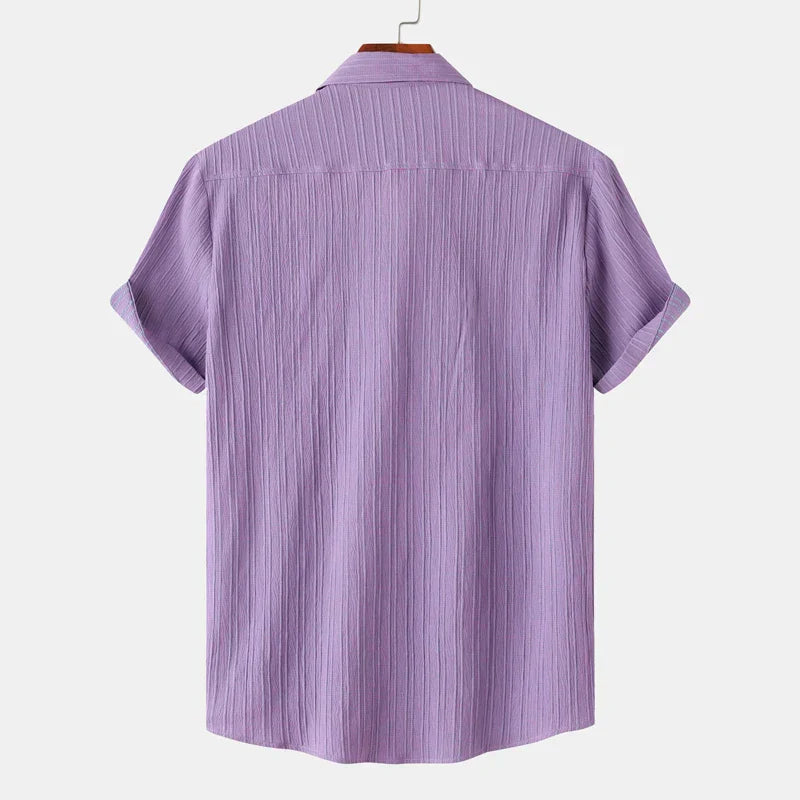 Camicia Estiva Uomo con Colletto Aperto e Chiusura a Bottoni – Stile Casual Classico