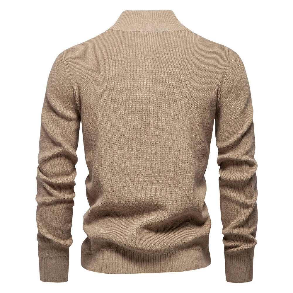 Maglione Uomo con Design a Bottoni e Bordi a Coste