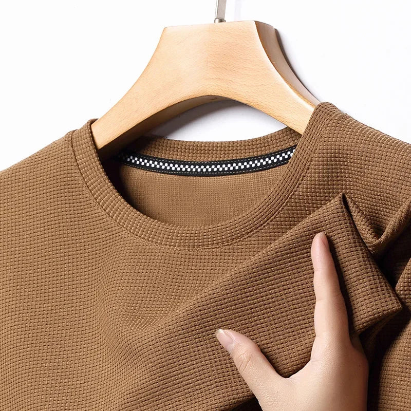 Men's Crew Neck T-Shirt with Honeycomb Texture and Mesh Structure