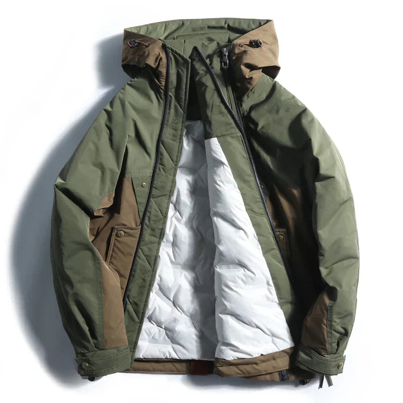Giacca Invernale Uomo con Doppia Zip, Interno Trapuntato e Design Colore Block – Stile Funzionale