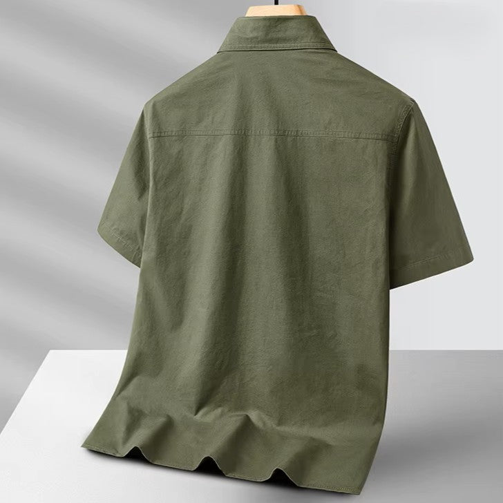 Camicia da Uomo con Bottoni, Doppie Tasche sul Petto e Colletto a Punta