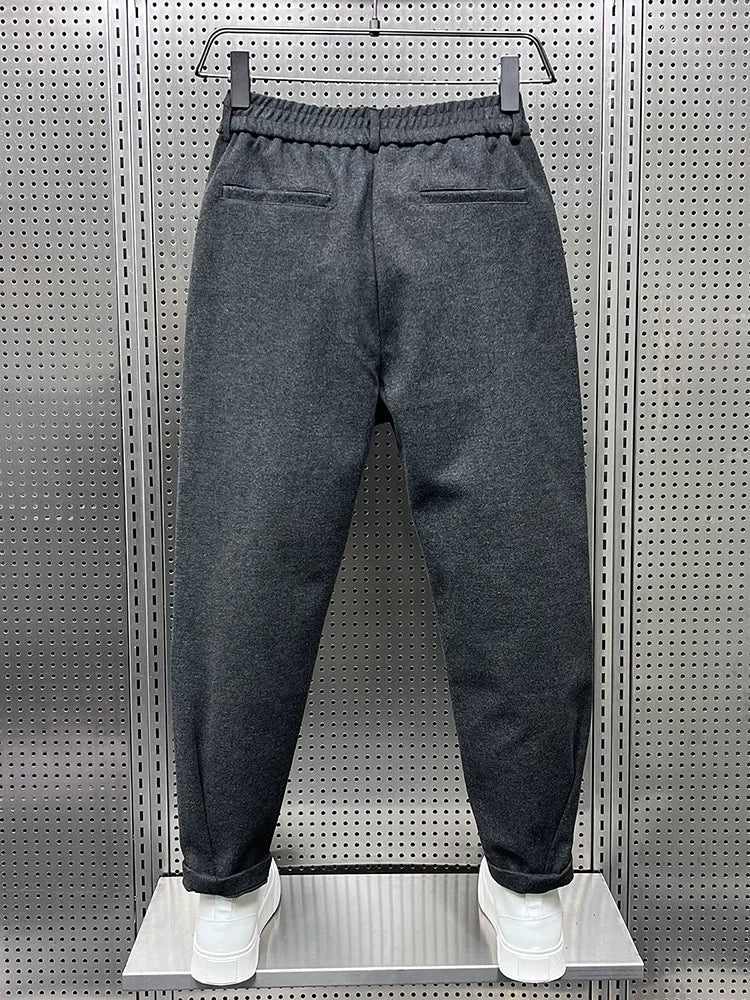 Men's Slim Fit Elegant Trousers in Melange Fabric – Versatile Formal Style
