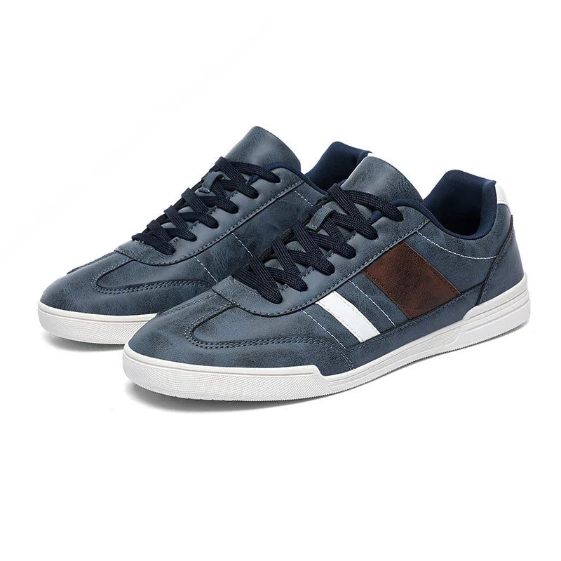 Men's Low Sneakers with Layered Inserts and Two-Tone Design