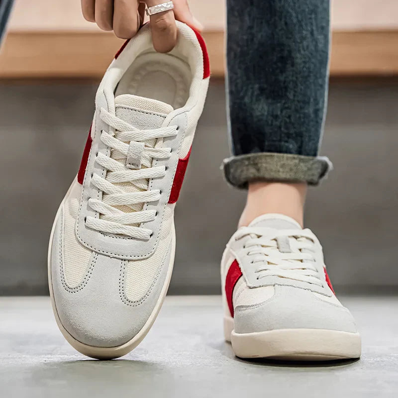 Men's Sneakers with Canvas Upper, Side Stripe, and EVA Sole