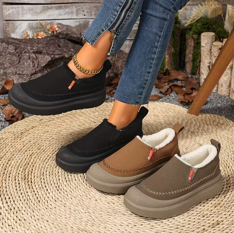 Scarpe da Donna Invernali Senza Lacci con Supporto Arco Plantare – Punta Larga e Suola Antiscivolo