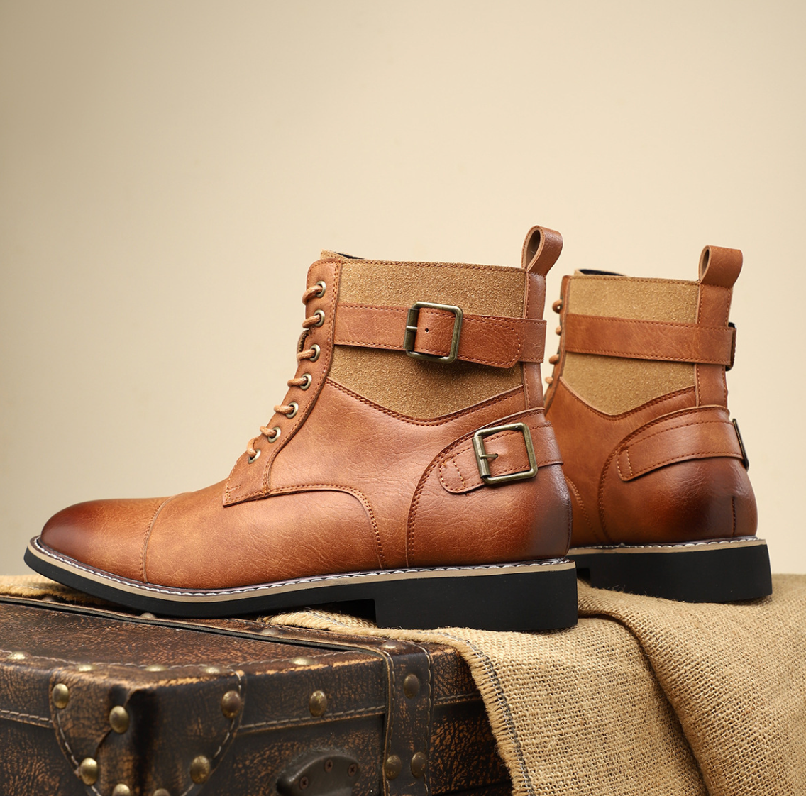 Stivaletti Uomo Mid Top con Cinturino Regolabile e Suola Antiscivolo – Stile Funzionale