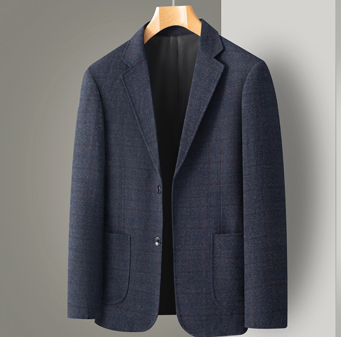 Men's Slim Fit Checked Single-Breasted Blazer – Elegant and Versatile Design