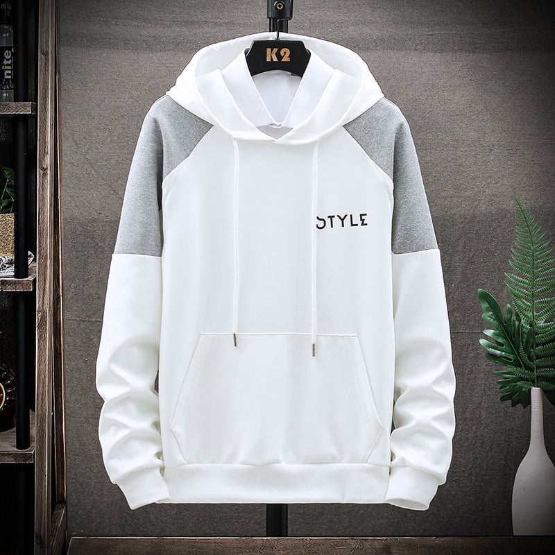 Men's Pullover Hoodie with Crew Neck, Kangaroo Pocket, and Dropped Shoulder Sleeves